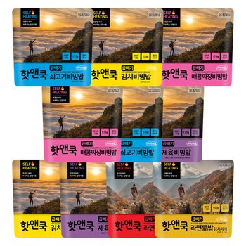 [Easybab]핫앤쿡 곱빼기 10개 랜덤세트 발열도시락 전투식량 비상식량